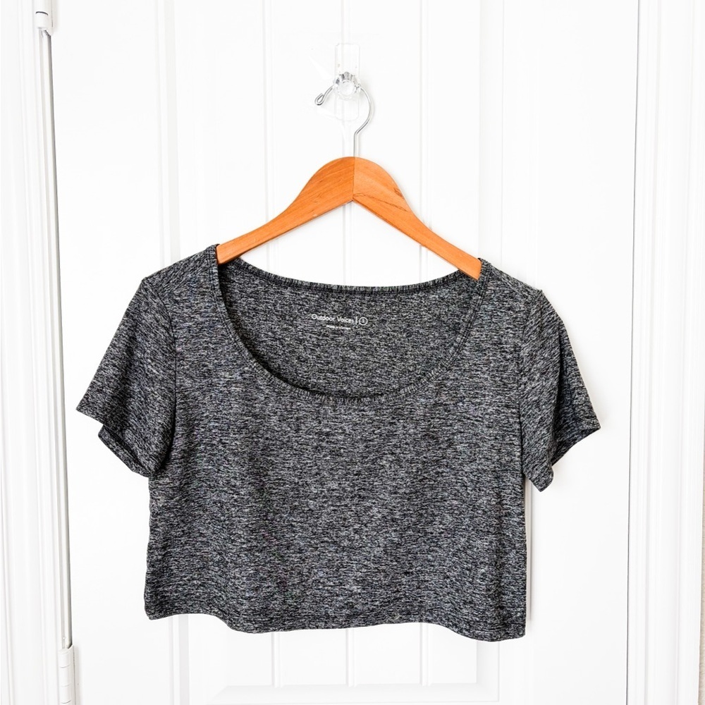 Outdoor Voices Cropped Athletic Tee Heather Grey Size Small